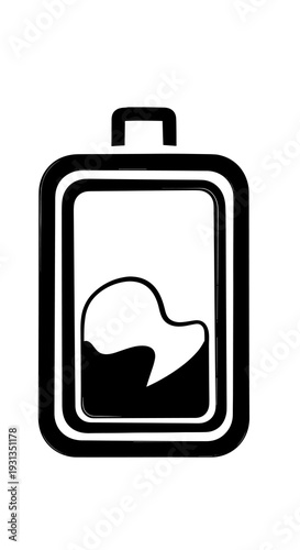 Symbolic Suitcase Illustration of Unsettled Travel Plans Amidst Crisis:  Black and White Graphic of Luggage Holding Disrupted Journey, Representing Uncertainty, Global Issues, Tourism Problems, Isolat