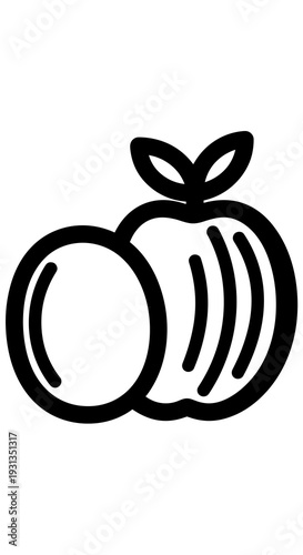 Two Fruits Together in Harmony: Delicious Apples and Healthy Eating for a Balanced Diet, Nutrition, Organic Farming, Agriculture, Vegetarian Lifestyle, Clean Food Concept in Nature, Outline Style, Bla