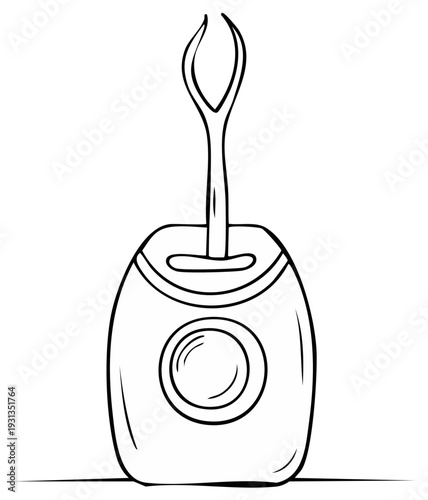 Hand-drawn illustration of a small electric nose hair trimmer with a rounded body and thin applicator