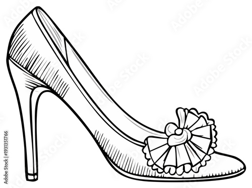 Elegant high heel shoe illustration with decorative floral accent
