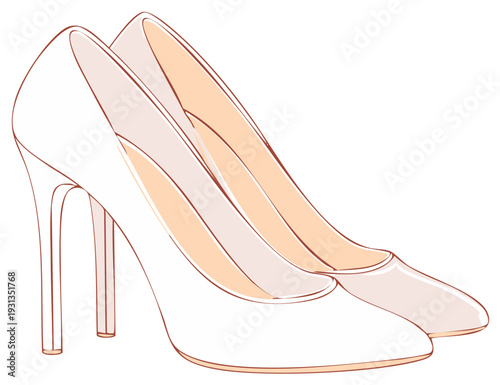 Elegant White High Heel Shoes Vector Illustration Fashion Footwear