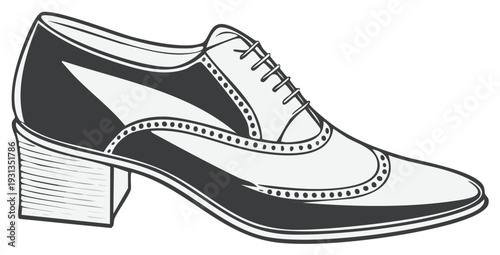 Stylish Men's Dress Shoe Illustration with Block Heel Elegant Footwear Fashion Accessory