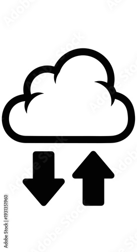 Cloud Data Transfer: Uploading and Downloading Information in a Digital Network, Data Storage, Connectivity, Information Technology Services, Server, Cloud Computing, Backup, Sharing Data, Upload, Dow