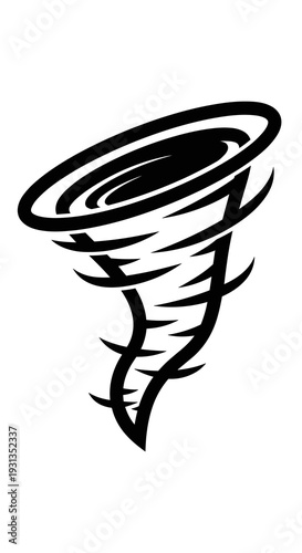 Dynamic Tornado Illustration: Whirlwind Storm Damage, Isolated Graphic Icon Design Element on White Backdrop, Dangerous Weather Cyclone Fury, Destruction Concept, Disaster, Climate Change Impact, Ener