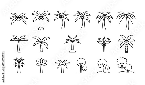 Minimal Palm Tree Vector Set – Simple Tropical Silhouette Collection