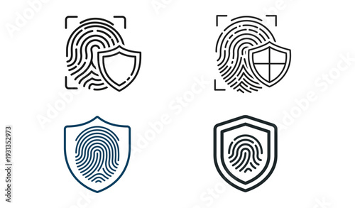 Fingerprint scan with shield protection symbol_26