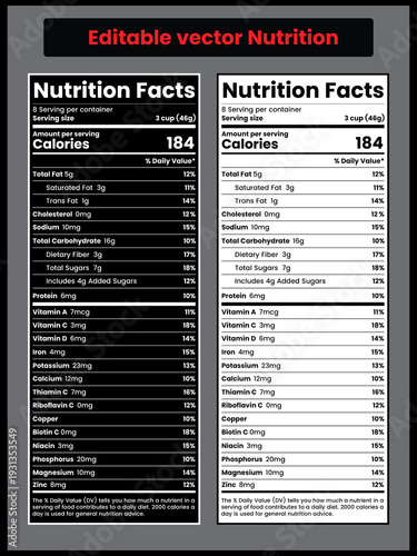nutrition facts,supplement facts label,vitamin facts,Editable nutrition templates for food label, supplement label