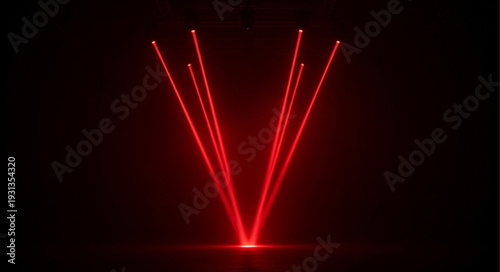 Abstract Red Laser Beams Light Show.