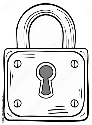 Vintage padlock with keyhole and shackle secure security concept