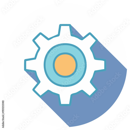 Stylized Cogwheel Illustration with Blue Shadow for Settings and Technical Concepts