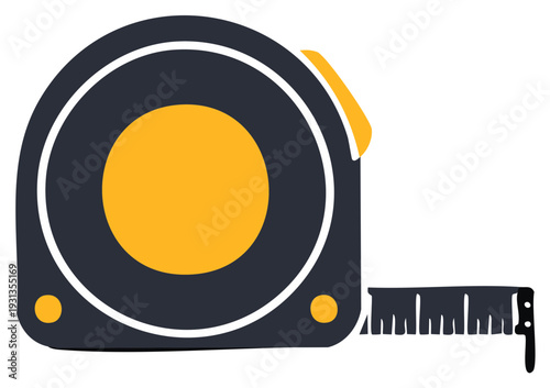 Vector illustration of a tape measure in yellow and black color