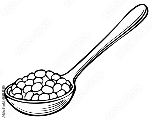 Spoonful of beans, simple outline drawing