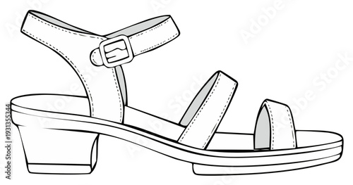 Elegant Outlined Sandal with Ankle Strap and Block Heel Fashion Footwear for Summer