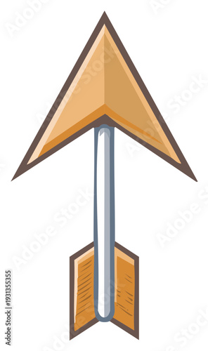 Stylized vector arrow pointing straight up with arrowhead and fletching