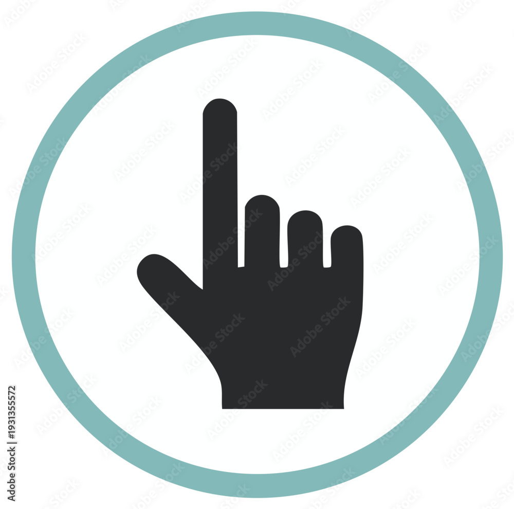 Obraz premium Hand Pointer Icon in Circle Frame Finger Pointing Upwards Touch Symbol Choice Vector