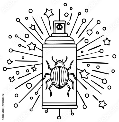 Insecticide spray can with a beetle, vector illustration
