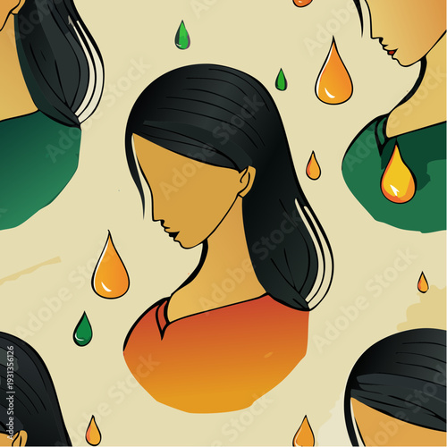 Stylized illustration of a contemplative pregnant woman in profile.