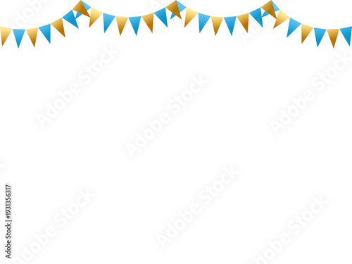 ガーランド三角、曲線、m金5水色F3