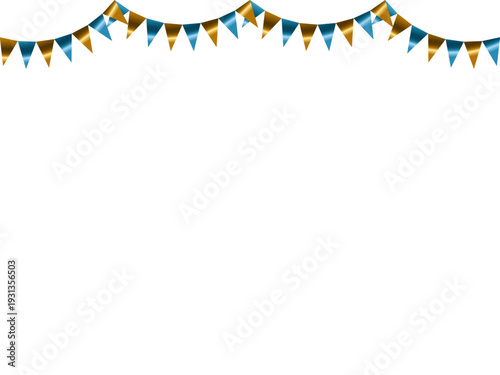 ガーランド三角、曲線、金5水色F3