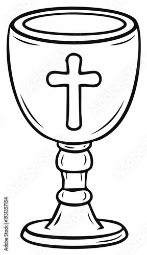 Chalice with cross in a cartoon style illustration