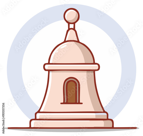 Ornamental Tower or Lookout Structure Simple Illustration with Dome and Arched Opening