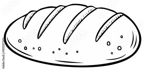 Outline illustration of a loaf of bread, bakery food, sketch art