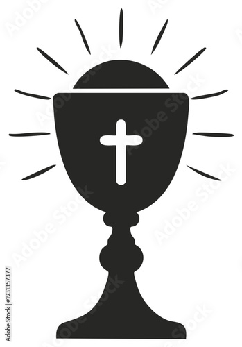 Eucharist chalice with cross and glowing host spiritual icon design