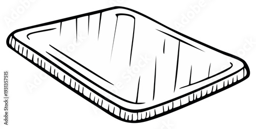 Styrofoam Tray Packaging Black and White Outline