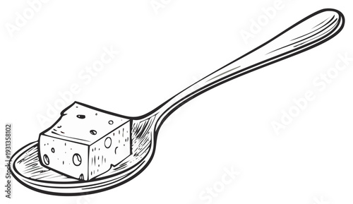 Cheese cube on a spoon illustration