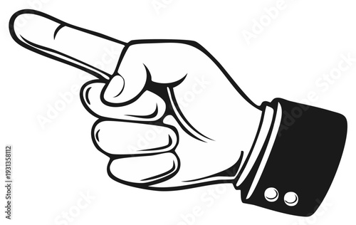 Business Hand Pointing Forward Digitally Rendered In Black And White Style