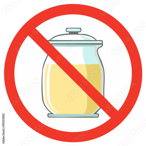 No Glass Jar Full of Yellow Liquid Not Allowed with a Prohibition Circle