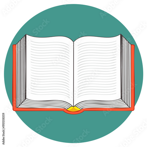 Open Hardcover Book with Blank Pages Vector Icon for Learning and Knowledge
