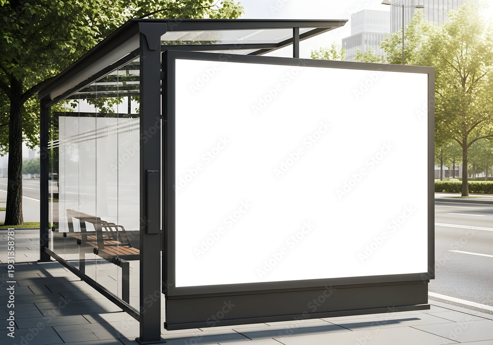 Fototapeta premium Blank Billboard Mockup on a Bus Stop