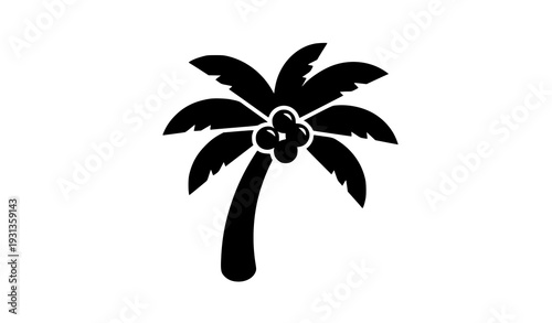 Modern Geometric Coconut Palm Icon Vector – Simple Tropical Logo Symbol