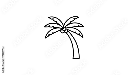 Simple Coconut Palm Tree Line Icon Vector – Minimal Tropical Symbol