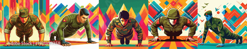 soldier vector doing push ups