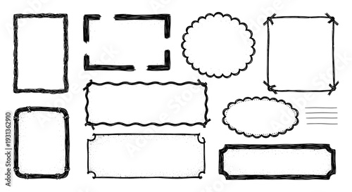 hand drawn doodle frames and artistic borders offering versatile design elements for creative projects scrapbooking and labels.