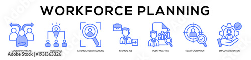 blue - Workforce Planning web banner icon vector illustration concept