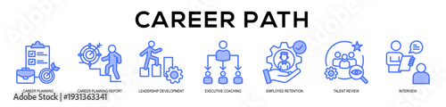 blue - Career Path web banner icon vector illustration concept