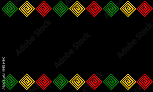 Black history month or juneteenth blank background printable and digital use template frame ornament. Copy space background with geometric shape red green yellow combination colour