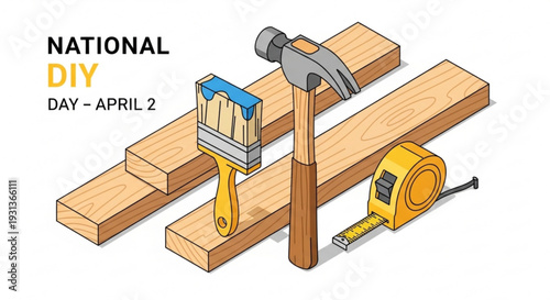 National diy day with tools and equipment for home improvement and repair projects