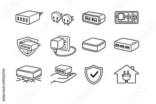 Icon charging vector hub power silhouette usb protective charger engineering icons clean