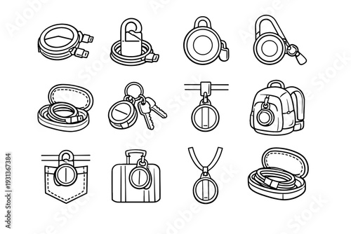 Compact hook portable travel icon vector winder clean carry cable organizer hanging