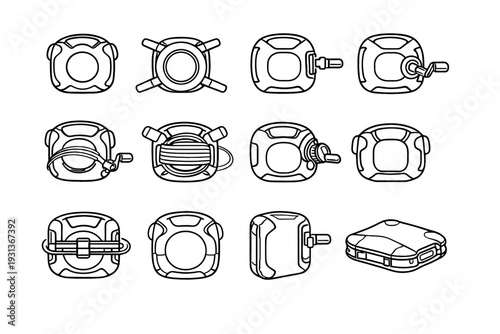 Body tabs controlled crank vector winder structure portable system functional cable icon