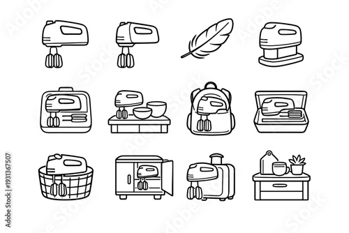 Needs cordless mobility mixer icons vector icon footprint tool minimal smooth construction