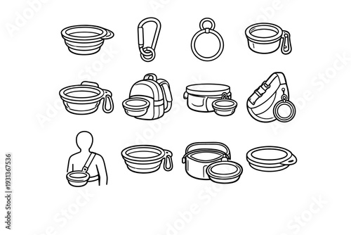 Icons icon bowl loop travel feature clean ring vector option pet carabiner