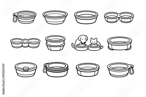 Vector variant pet travel design icon proportions bowl modern deep large