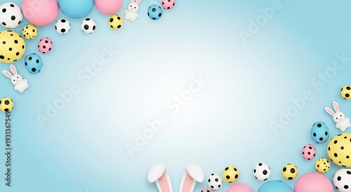 Easter celebration background with colorful eggs and balloons