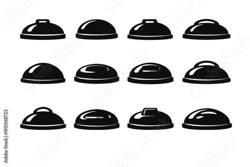 Curved silhouette smooth simple odor bin icon containment vector generation modern solution