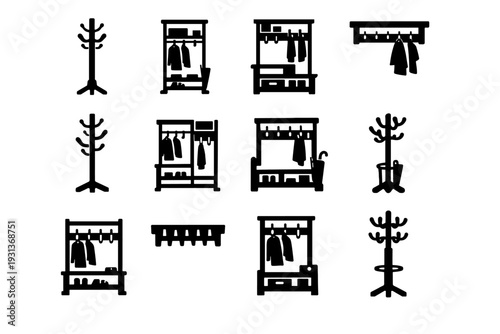 Home entryway daily icon household hallway vector coat icons storage hook rack
